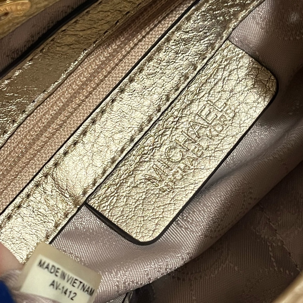 MICHAEL KORS Platinum Gold Small Leather Chain Tote - Picture 11 of 11